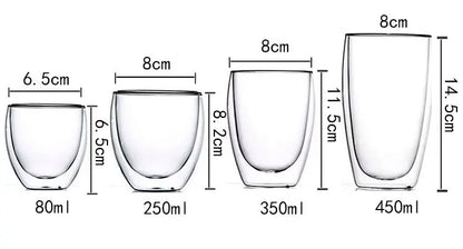 2-18PCS Two Wall High Borosiliate Glass ⁄ Softant Tea, PEA, Milk, Nuice Cups, Creative Barware set