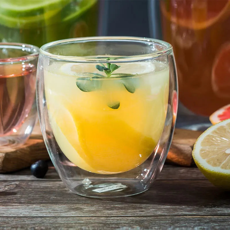 2-18PCS Two Wall High Borosiliate Glass ⁄ Softant Tea, PEA, Milk, Nuice Cups, Creative Barware set