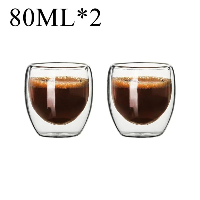2-18PCS Two Wall High Borosiliate Glass ⁄ Softant Tea, PEA, Milk, Nuice Cups, Creative Barware set