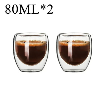 2-18PCS Two Wall High Borosiliate Glass ⁄ Softant Tea, PEA, Milk, Nuice Cups, Creative Barware set