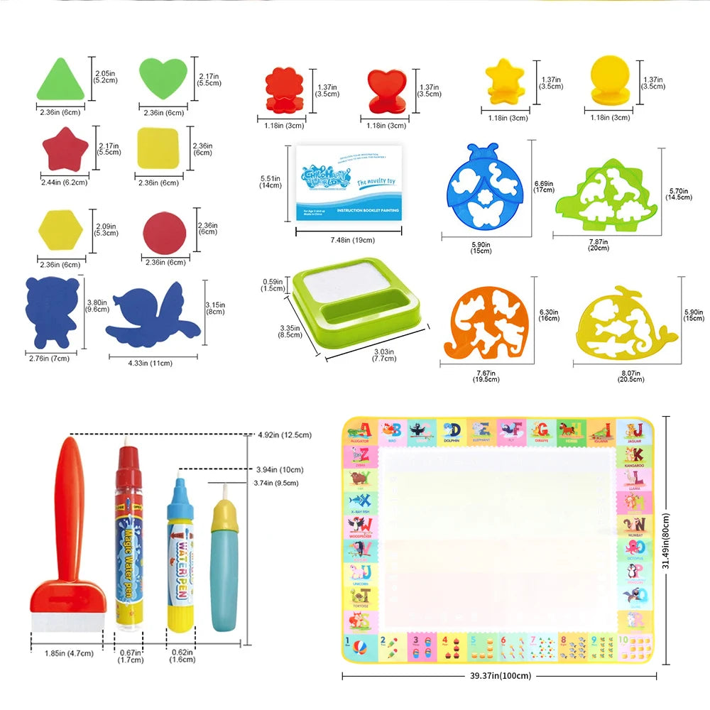 100x80CM Magic Water drawing Met ▸ Reusable Doodle Board Montesori Ovent Toy for Kids