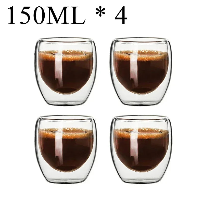 2-18PCS Two Wall High Borosiliate Glass ⁄ Softant Tea, PEA, Milk, Nuice Cups, Creative Barware set