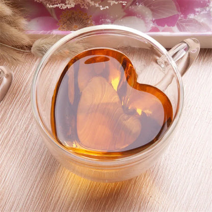 1/2pcs heart-Shift Dubuccino Glass ⇩ Insecued Ty & tty Cups with Processing for Latta, Cappuccino, Milk