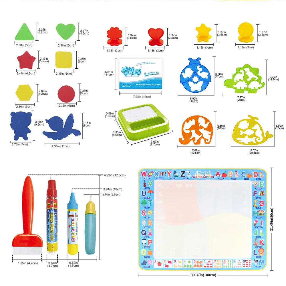 100x80CM Magic Water drawing Met ▸ Reusable Doodle Board Montesori Ovent Toy for Kids