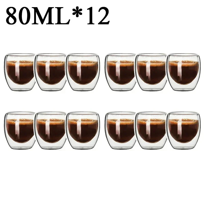 2-18PCS Two Wall High Borosiliate Glass ⁄ Softant Tea, PEA, Milk, Nuice Cups, Creative Barware set