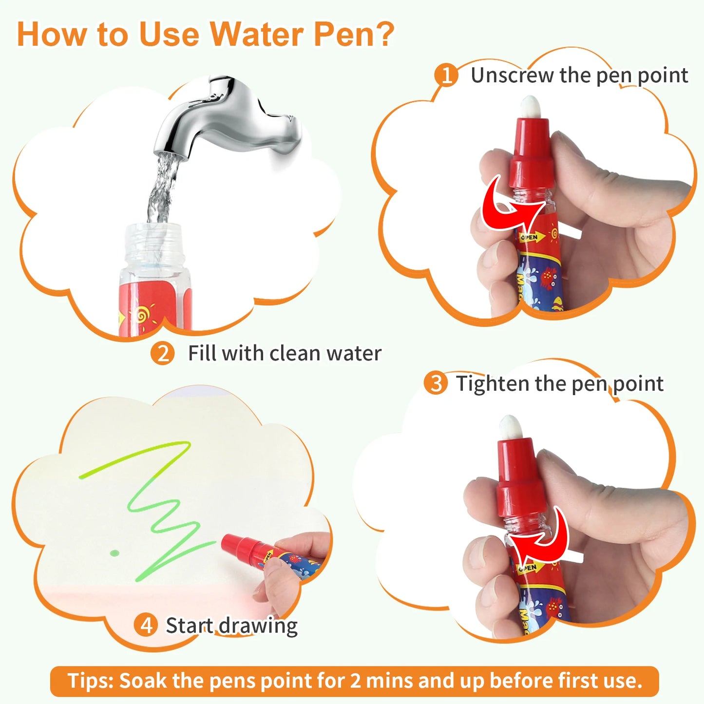 100x80CM Magic Water drawing Met ▸ Reusable Doodle Board Montesori Ovent Toy for Kids