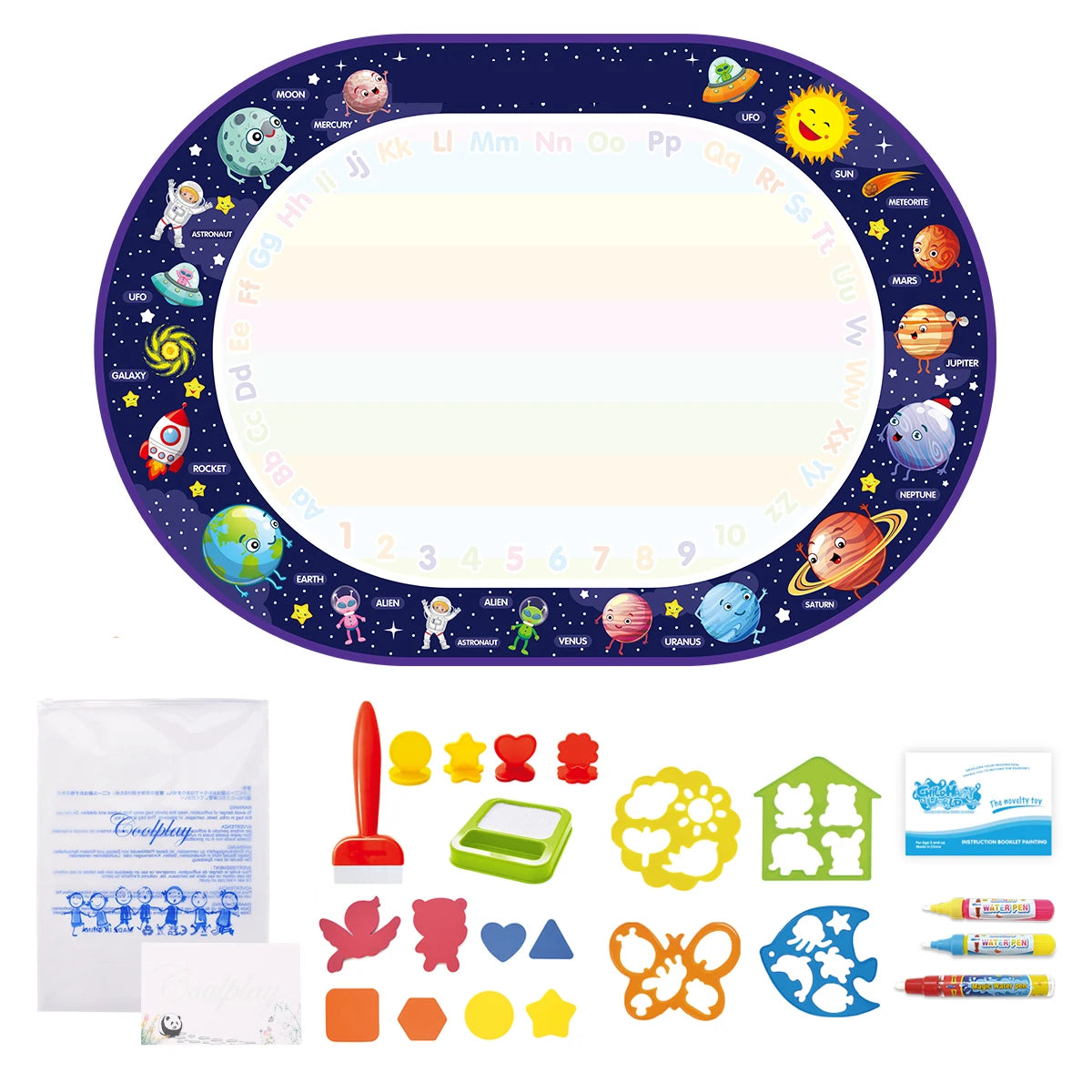 100x80CM Magic Water drawing Met ▸ Reusable Doodle Board Montesori Ovent Toy for Kids
