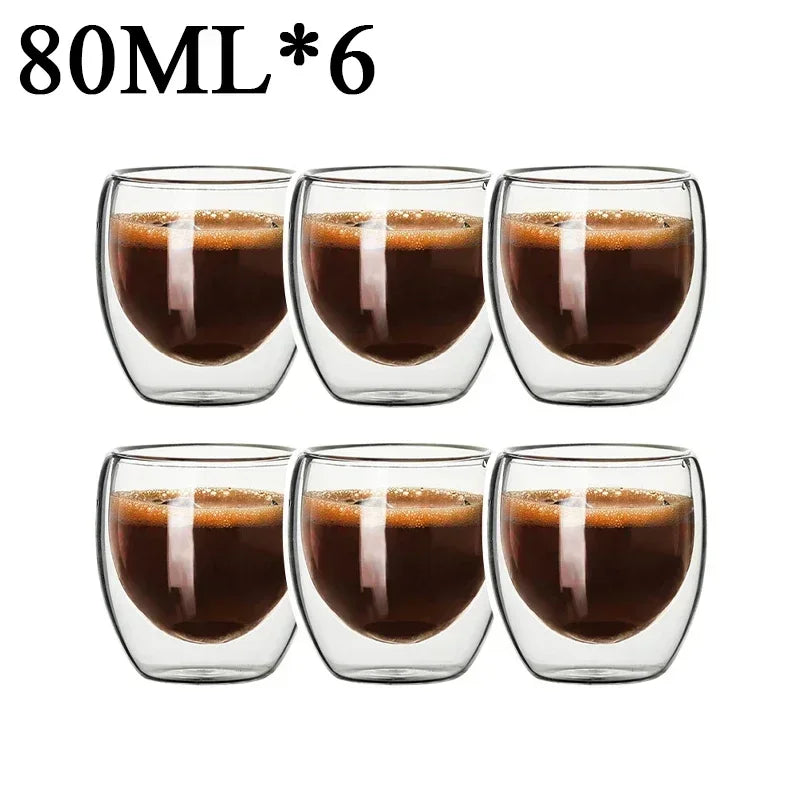 2-18PCS Two Wall High Borosiliate Glass ⁄ Softant Tea, PEA, Milk, Nuice Cups, Creative Barware set