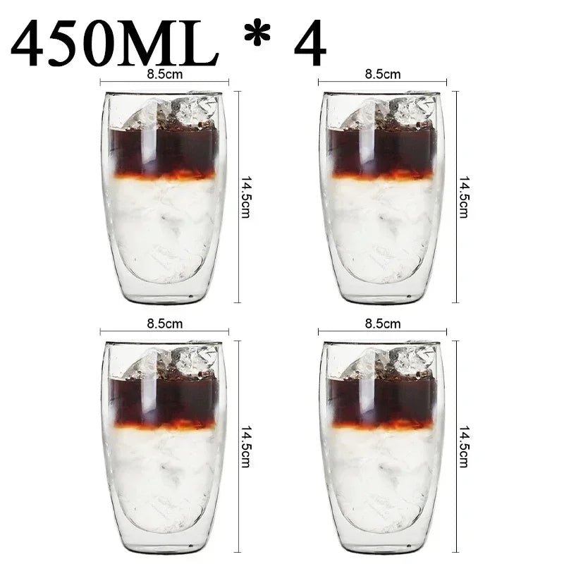 2-18PCS Two Wall High Borosiliate Glass ⁄ Softant Tea, PEA, Milk, Nuice Cups, Creative Barware set