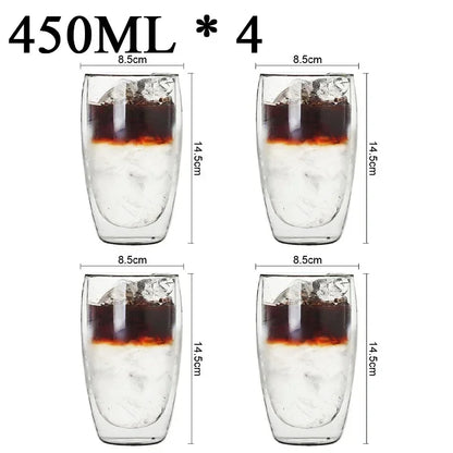 2-18PCS Two Wall High Borosiliate Glass ⁄ Softant Tea, PEA, Milk, Nuice Cups, Creative Barware set