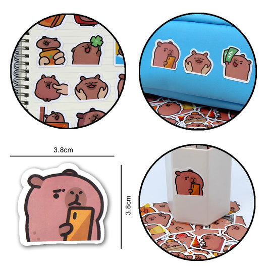 10/50/1000pcs Capybaras Stickers - Симпатичные шарики для портативных компьютеров, телефонов, автомобилей, велосипедов и детей DIY