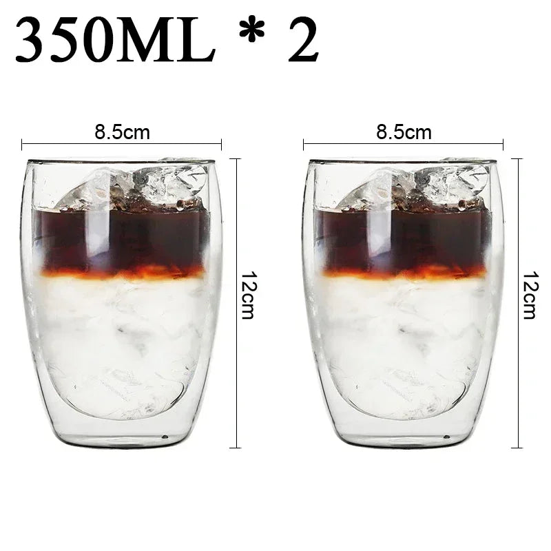 2-18PCS Two Wall High Borosiliate Glass ⁄ Softant Tea, PEA, Milk, Nuice Cups, Creative Barware set