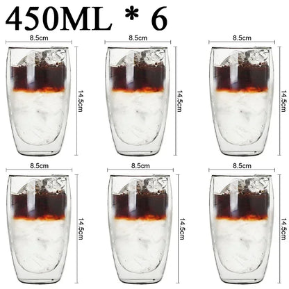 2-18PCS Two Wall High Borosiliate Glass ⁄ Softant Tea, PEA, Milk, Nuice Cups, Creative Barware set