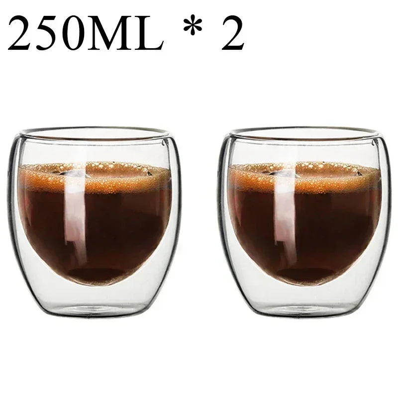 2-18PCS Two Wall High Borosiliate Glass ⁄ Softant Tea, PEA, Milk, Nuice Cups, Creative Barware set