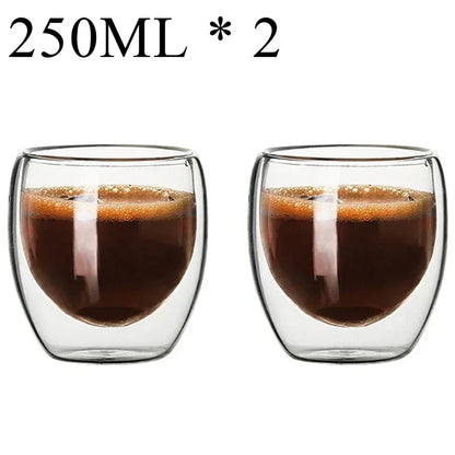 2-18PCS Two Wall High Borosiliate Glass ⁄ Softant Tea, PEA, Milk, Nuice Cups, Creative Barware set