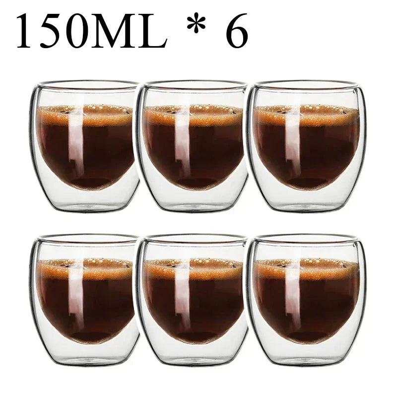 2-18PCS Two Wall High Borosiliate Glass ⁄ Softant Tea, PEA, Milk, Nuice Cups, Creative Barware set