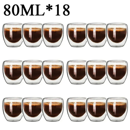 2-18PCS Two Wall High Borosiliate Glass ⁄ Softant Tea, PEA, Milk, Nuice Cups, Creative Barware set