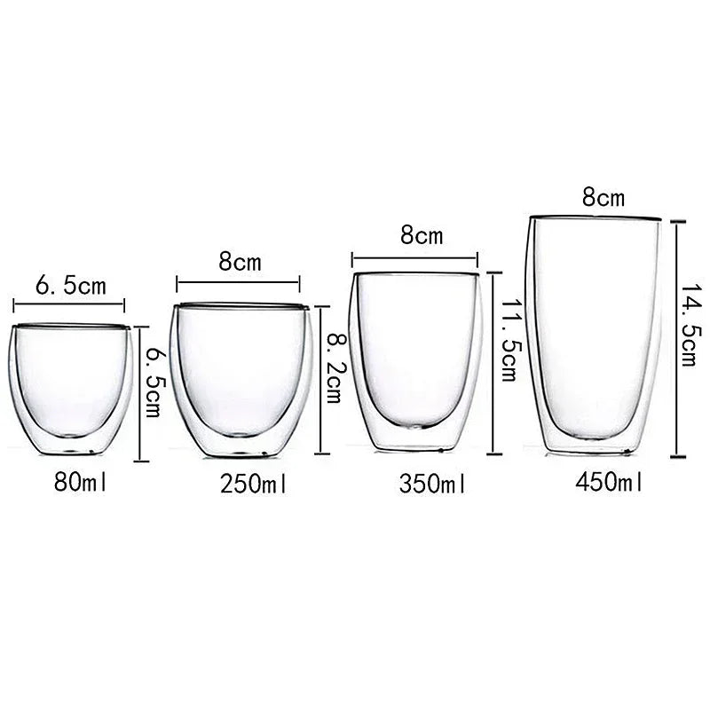 2-18PCS Two Wall High Borosiliate Glass ⁄ Softant Tea, PEA, Milk, Nuice Cups, Creative Barware set