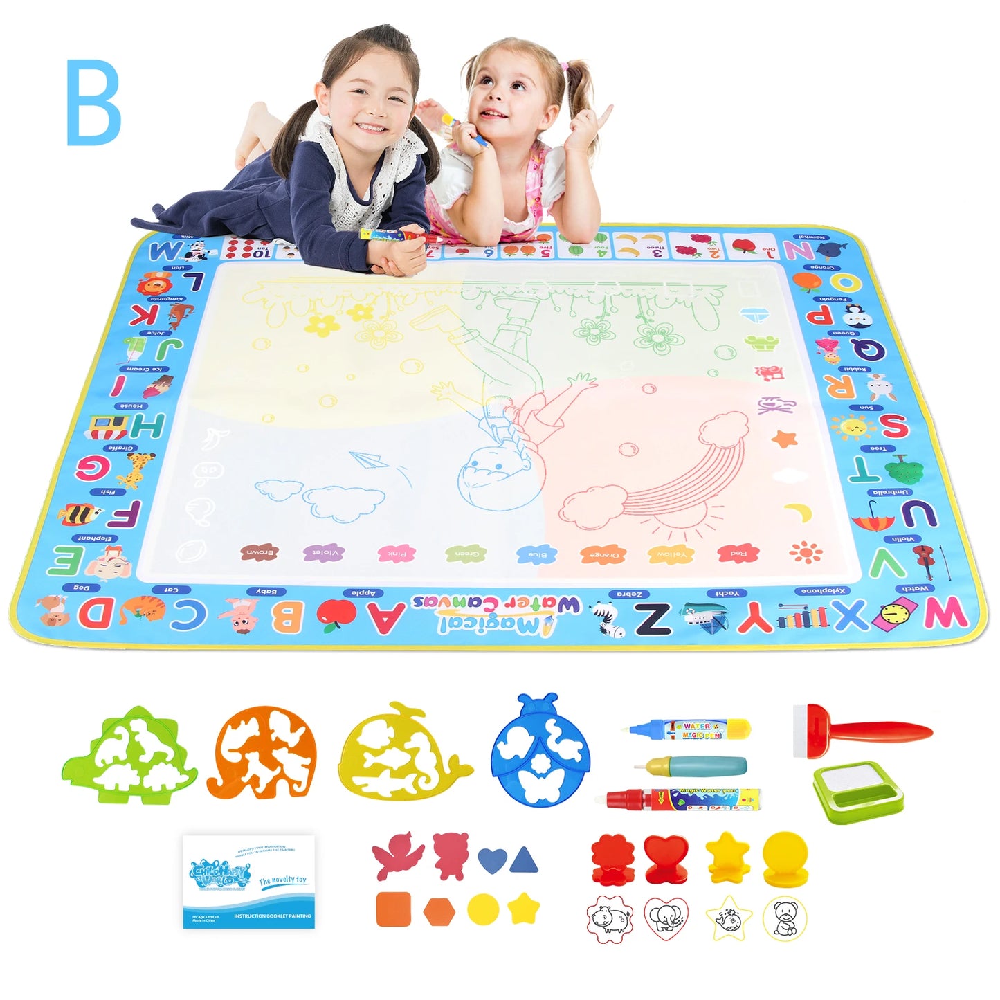 100x80CM Magic Water drawing Met ▸ Reusable Doodle Board Montesori Ovent Toy for Kids