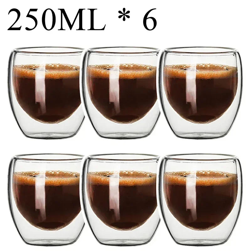 2-18PCS Two Wall High Borosiliate Glass ⁄ Softant Tea, PEA, Milk, Nuice Cups, Creative Barware set