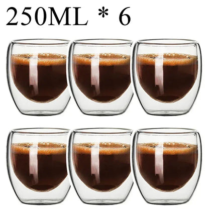 2-18PCS Two Wall High Borosiliate Glass ⁄ Softant Tea, PEA, Milk, Nuice Cups, Creative Barware set