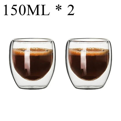 2-18PCS Two Wall High Borosiliate Glass ⁄ Softant Tea, PEA, Milk, Nuice Cups, Creative Barware set