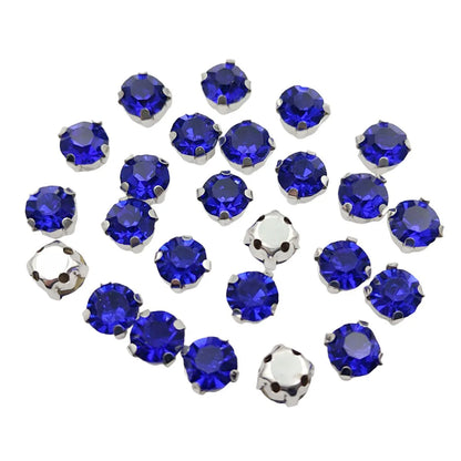 Круглые стеклянные рейнские камни с когтями – Серебряная база Sew-On Crystals для одежды, обуви и плотов