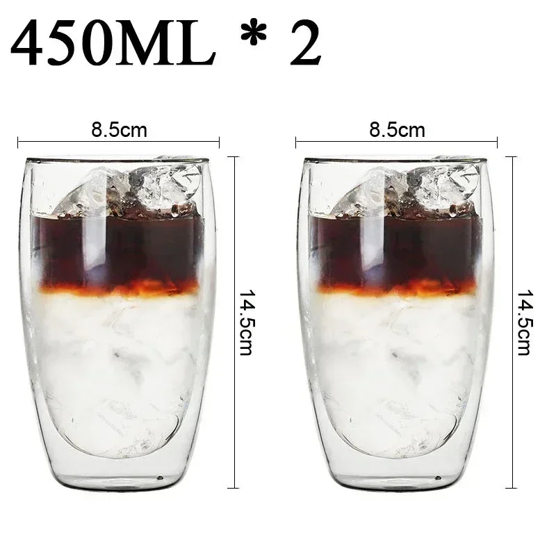 2-18PCS Two Wall High Borosiliate Glass ⁄ Softant Tea, PEA, Milk, Nuice Cups, Creative Barware set