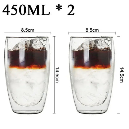 2-18PCS Two Wall High Borosiliate Glass ⁄ Softant Tea, PEA, Milk, Nuice Cups, Creative Barware set