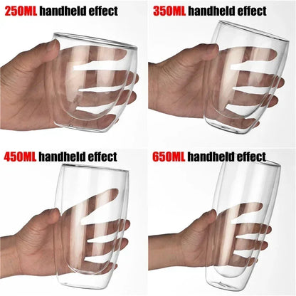 2-18PCS Two Wall High Borosiliate Glass ⁄ Softant Tea, PEA, Milk, Nuice Cups, Creative Barware set