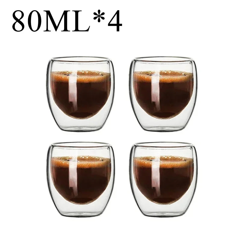2-18PCS Two Wall High Borosiliate Glass ⁄ Softant Tea, PEA, Milk, Nuice Cups, Creative Barware set
