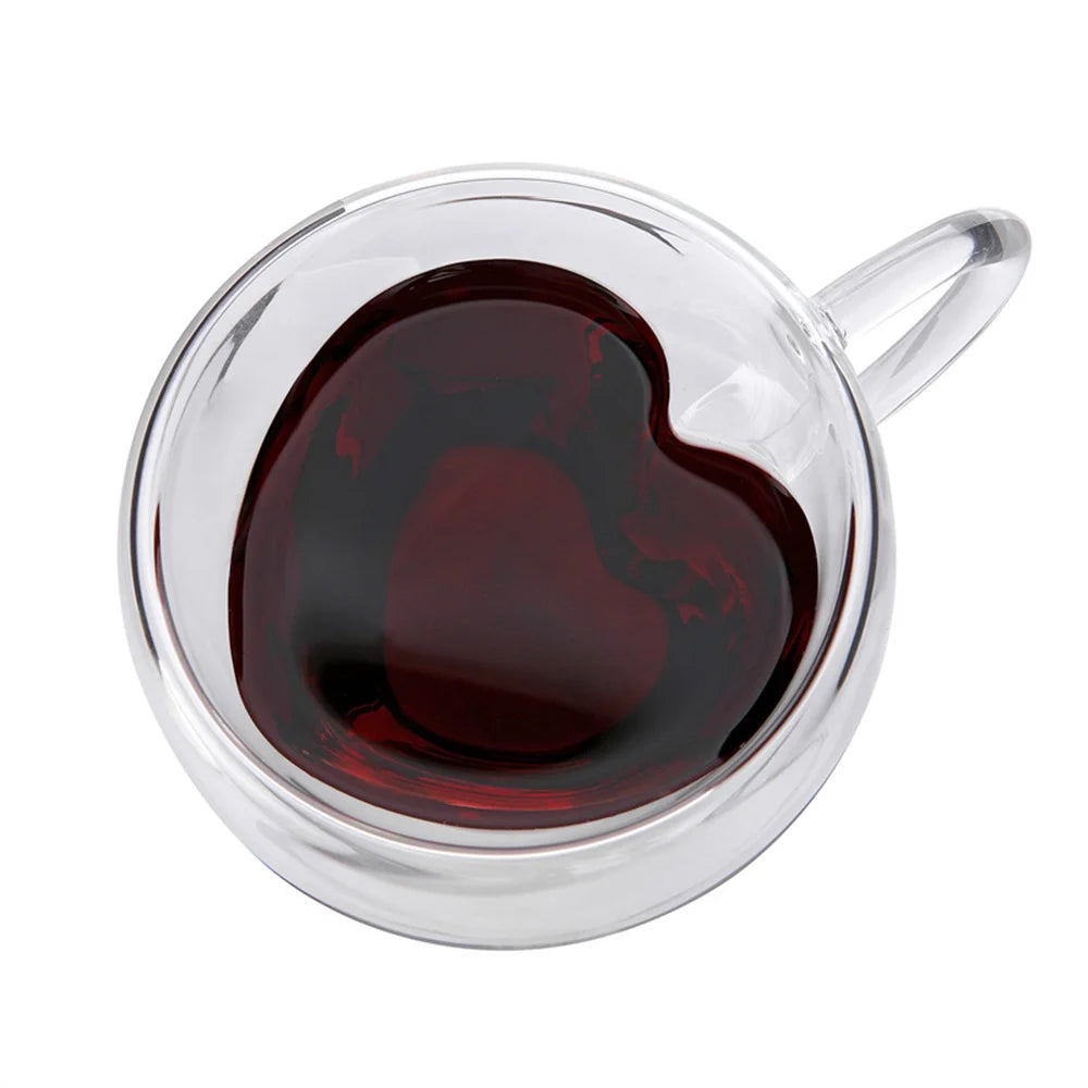 1/2pcs heart-Shift Dubuccino Glass ⇩ Insecued Ty & tty Cups with Processing for Latta, Cappuccino, Milk