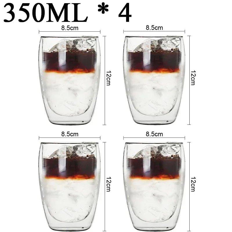 2-18PCS Two Wall High Borosiliate Glass ⁄ Softant Tea, PEA, Milk, Nuice Cups, Creative Barware set