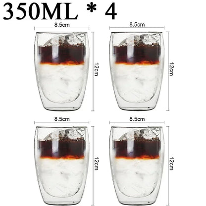 2-18PCS Two Wall High Borosiliate Glass ⁄ Softant Tea, PEA, Milk, Nuice Cups, Creative Barware set