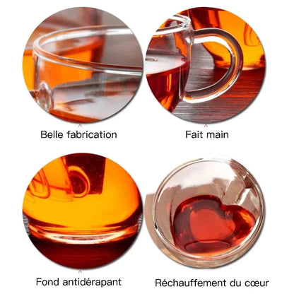 1/2pcs heart-Shift Dubuccino Glass ⇩ Insecued Ty & tty Cups with Processing for Latta, Cappuccino, Milk