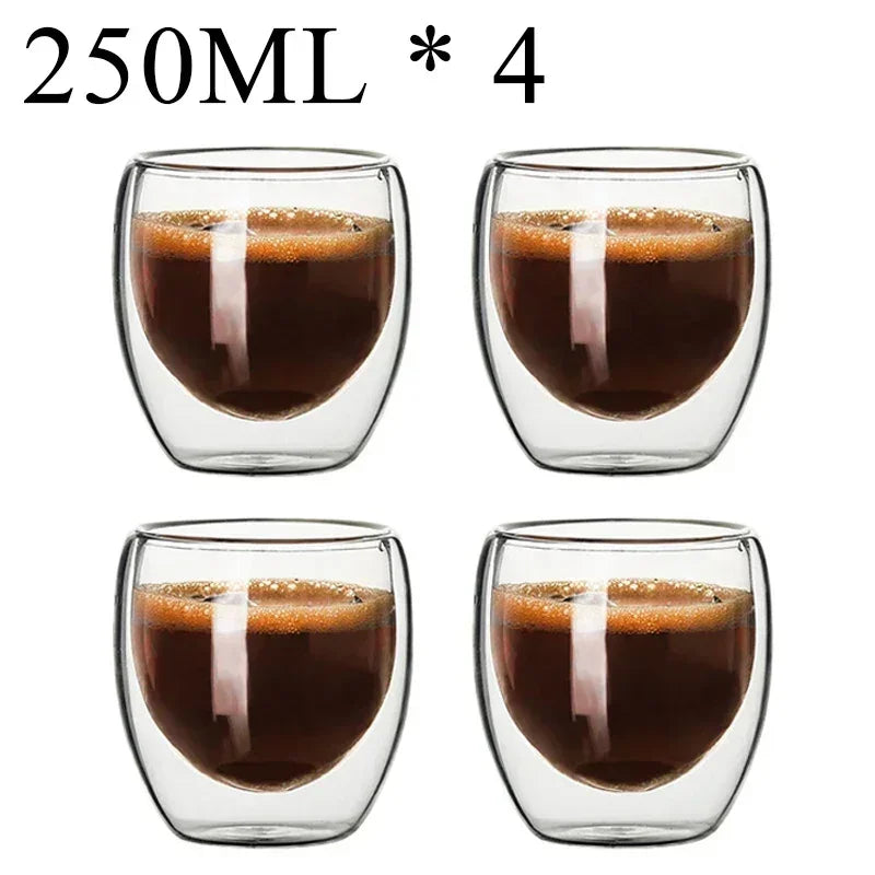 2-18PCS Two Wall High Borosiliate Glass ⁄ Softant Tea, PEA, Milk, Nuice Cups, Creative Barware set