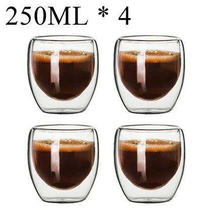 2-18PCS Two Wall High Borosiliate Glass ⁄ Softant Tea, PEA, Milk, Nuice Cups, Creative Barware set