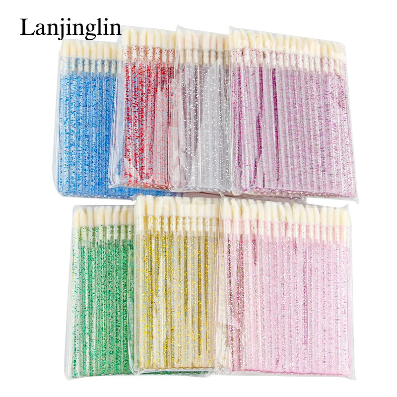 Lanjinglin 5/50 Pcs Disposable Lip Brush Makeup Brushes – Lipstick Applicator Wands & Eyelash Extension Tool, Professional Beauty Accessories