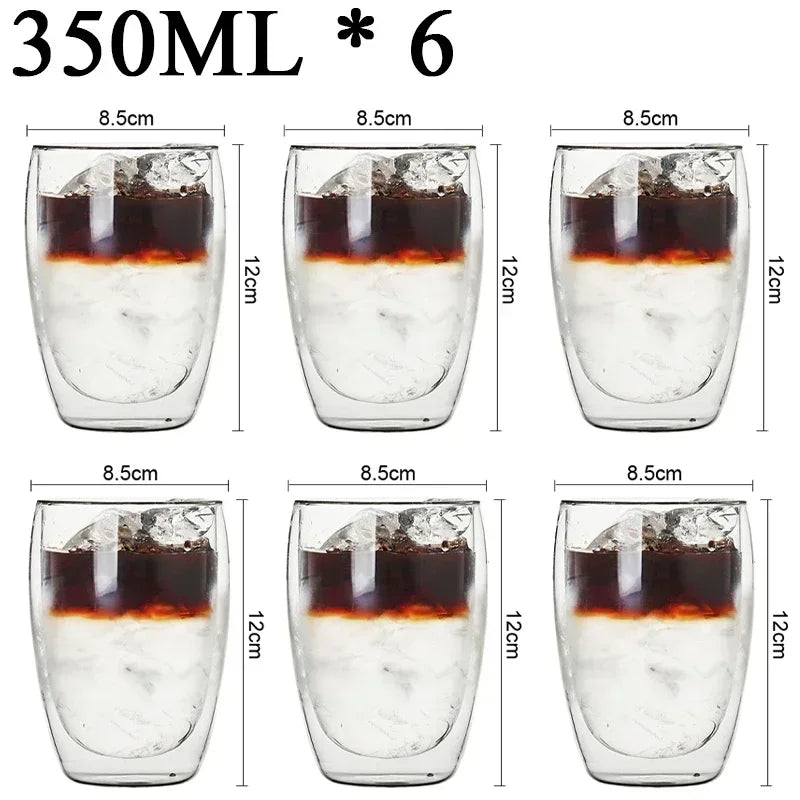 2-18PCS Two Wall High Borosiliate Glass ⁄ Softant Tea, PEA, Milk, Nuice Cups, Creative Barware set