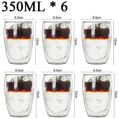 2-18PCS Two Wall High Borosiliate Glass ⁄ Softant Tea, PEA, Milk, Nuice Cups, Creative Barware set